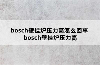 bosch壁挂炉压力高怎么回事 bosch壁挂炉压力高